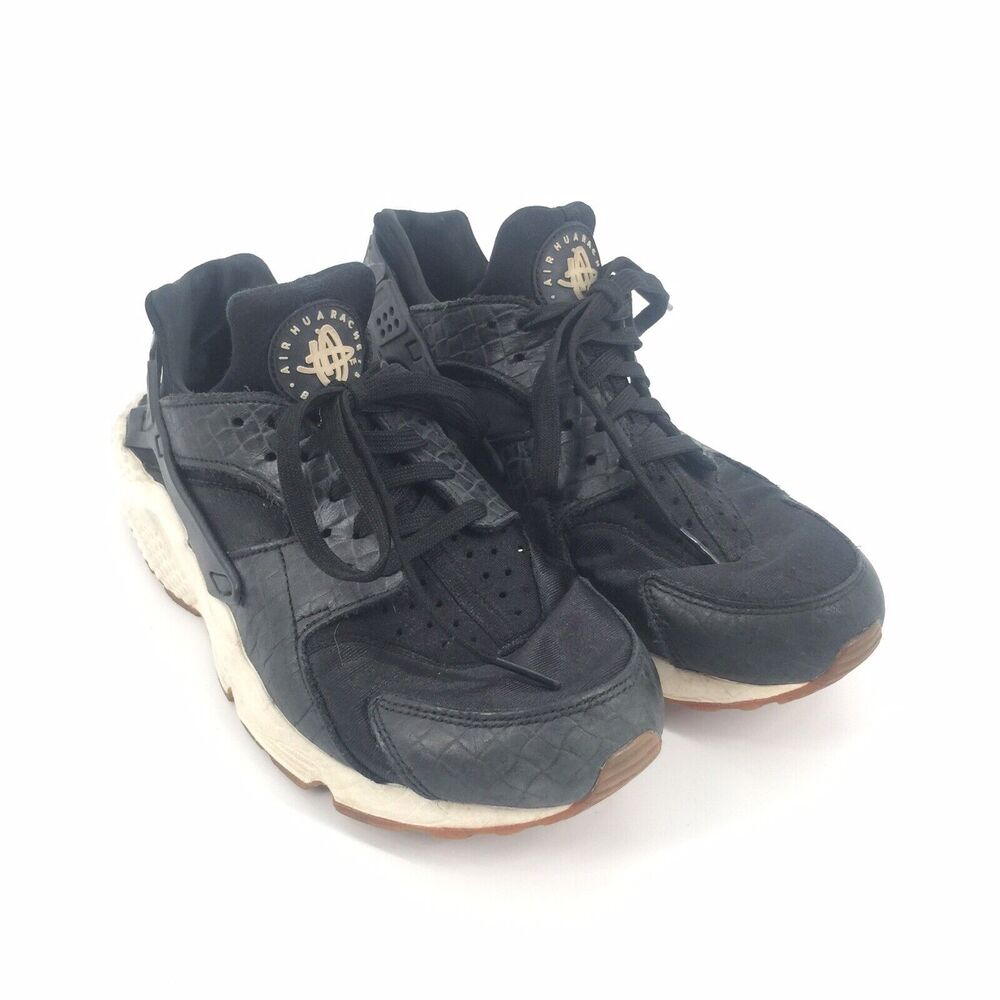 Nike Air Huarache Run Premium Black Sail Gum Sneakers Size 10 Womens Croc Print